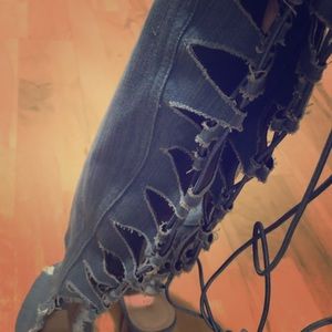 Blue Jean Knee High Heels